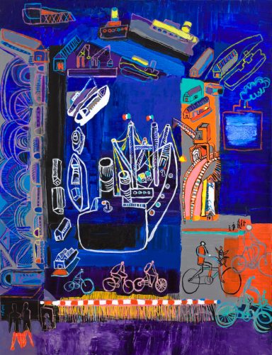 le passage a niveau acrylique sur bois 2007