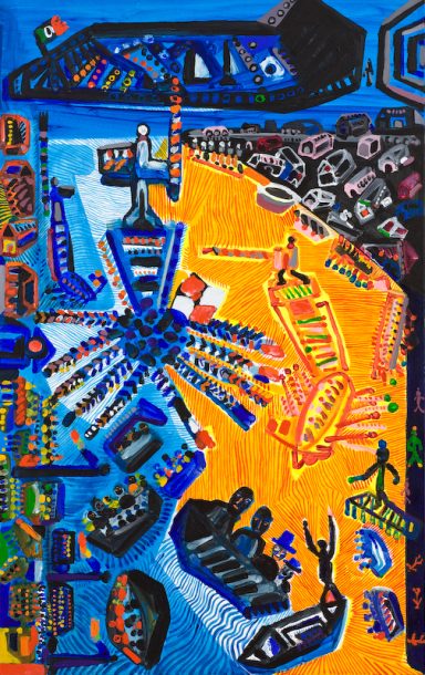 les joutes acrylique sur toile 2002